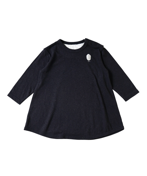 NAOMI ITO(ナオミイトウ)の「Hommage シルクコットン長袖ロングTシャツ(Tシャツ/カットソー)」|ダークネイビー