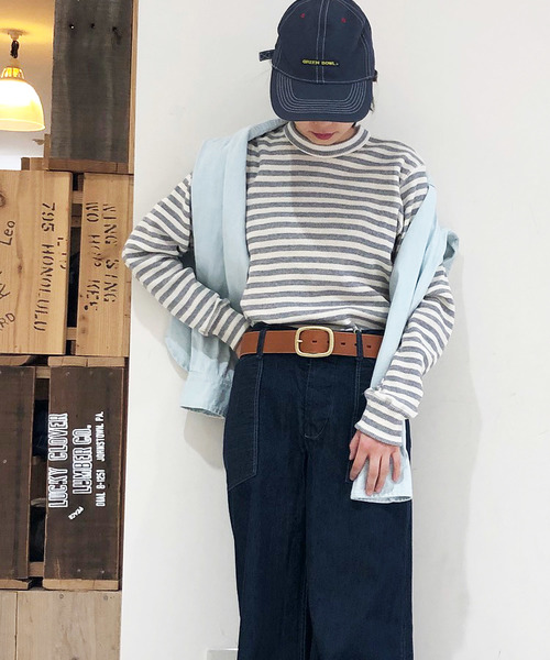 GREEN BOWL(グリーンボウル)の「GREEN BOWL Border Pattern Waffle T-shirts/グリーンンボウル ボーダー 柄 ワッフル Tシャツ(Tシャツ/カットソー・メンズ・レッド/イエロー/ブルー/グリーン/杢グレー・40/38)」の2枚目の写真