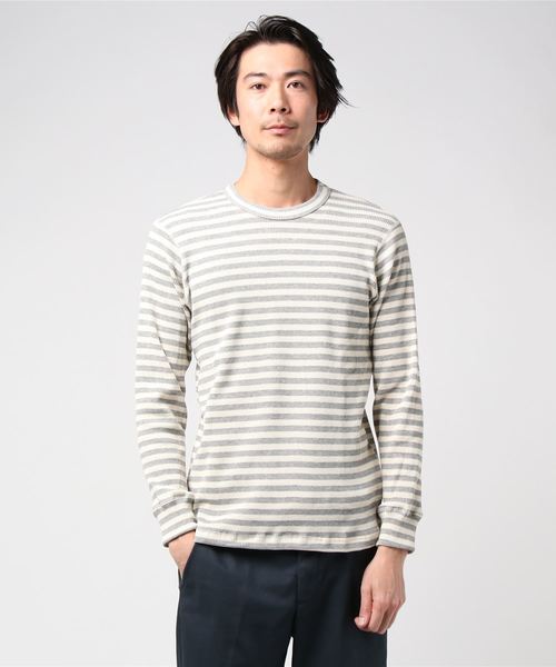GREEN BOWL(グリーンボウル)の「GREEN BOWL Border Pattern Waffle T-shirts/グリーンンボウル ボーダー 柄 ワッフル Tシャツ(Tシャツ/カットソー・メンズ・レッド/イエロー/ブルー/グリーン/杢グレー・40/38)」の9枚目の写真