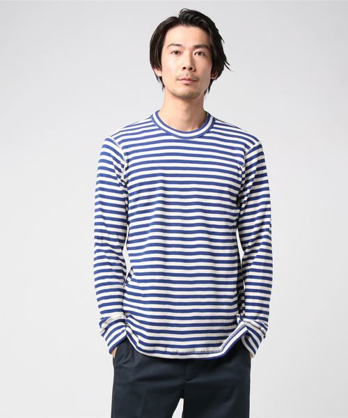 GREEN BOWL(グリーンボウル)の「GREEN BOWL Border Pattern Waffle T-shirts/グリーンンボウル ボーダー 柄 ワッフル Tシャツ(Tシャツ/カットソー・メンズ・レッド/イエロー/ブルー/グリーン/杢グレー・40/38)」の11枚目の写真