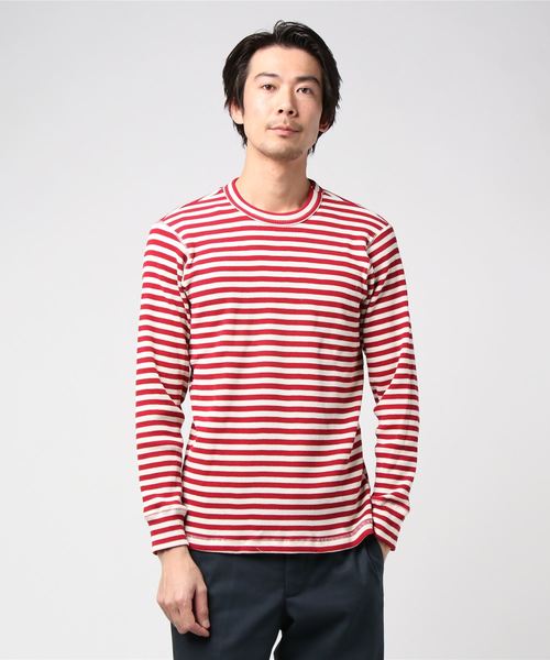 GREEN BOWL(グリーンボウル)の「GREEN BOWL Border Pattern Waffle T-shirts/グリーンンボウル ボーダー 柄 ワッフル Tシャツ(Tシャツ/カットソー・メンズ・レッド/イエロー/ブルー/グリーン/杢グレー・40/38)」の13枚目の写真