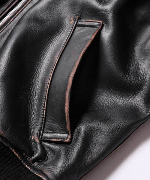 MR.OLIVE ボンバージャケット　MA-1 レザージャケット　ブラック MR.OLIVE ミスターオリーブ / HAIR SHEEP SOFT LEATHER / MA-1 FLIGHT