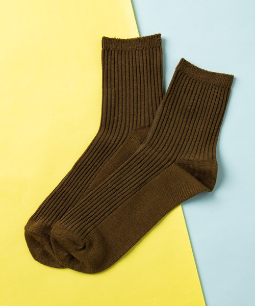 WEGO（ウィゴー）の「WEGO/リブ無地ソックス（ソックス/靴下・レディース・ホワイト/ブラック/ダークグリーン/パープル/オフホワイト/カーキ/サックスブルー/ライトブラウン/マスタード/ライトパープル/ライトイエロー/キャメル/ライトピンク/ワイン/ブラウン/ダークグレー・FREE）」の9枚目の写真