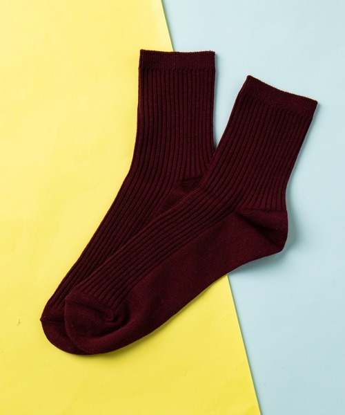WEGO（ウィゴー）の「WEGO/リブ無地ソックス（ソックス/靴下・レディース・ホワイト/ブラック/ダークグリーン/パープル/オフホワイト/カーキ/サックスブルー/ライトブラウン/マスタード/ライトパープル/ライトイエロー/キャメル/ライトピンク/ワイン/ブラウン/ダークグレー・FREE）」の16枚目の写真
