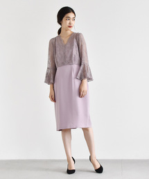 kaene | フレアースリーブレースコンビワンピース(ドレス)