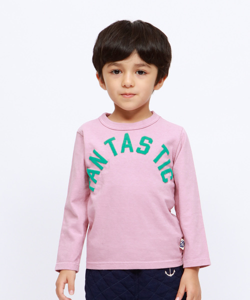 RUGGEDWORKS（ラゲッドワークス）の「ボーイズ無地ロゴ天竺長袖Tシャツ（Tシャツ/カットソー・キッズ・ピンク/チャコール/グレー・140cm/150cm/100cm/110cm/120cm/130cm）」の3枚目の写真