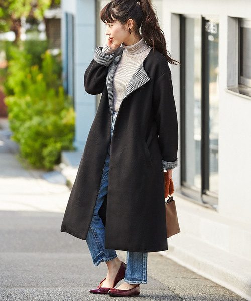GeeRA（ジーラ）の「フェイクスライバーノーカラーコート（ノーカラーコート・レディース・ブラック/ブラウン・MEDIUM/LARGE/X-LARGE）」の6枚目の写真