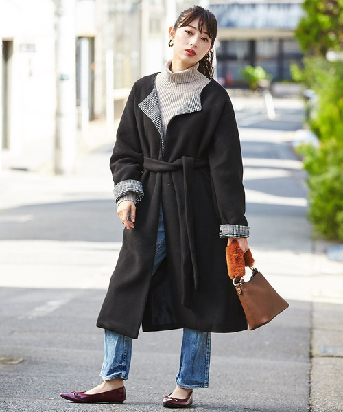 GeeRA（ジーラ）の「フェイクスライバーノーカラーコート（ノーカラーコート・レディース・ブラック/ブラウン・MEDIUM/LARGE/X-LARGE）」の9枚目の写真