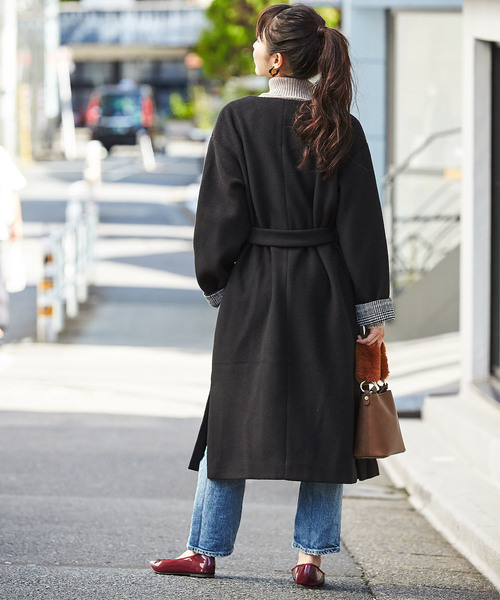 GeeRA（ジーラ）の「フェイクスライバーノーカラーコート（ノーカラーコート・レディース・ブラック/ブラウン・MEDIUM/LARGE/X-LARGE）」の11枚目の写真