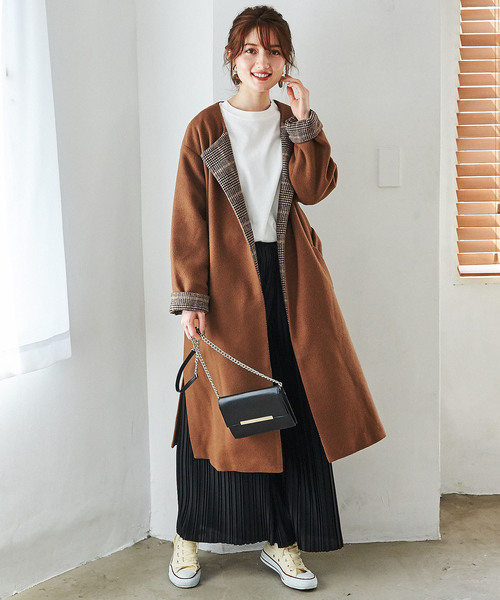 GeeRA（ジーラ）の「フェイクスライバーノーカラーコート（ノーカラーコート・レディース・ブラック/ブラウン・MEDIUM/LARGE/X-LARGE）」の12枚目の写真