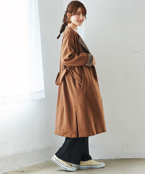 GeeRA（ジーラ）の「フェイクスライバーノーカラーコート（ノーカラーコート・レディース・ブラック/ブラウン・MEDIUM/LARGE/X-LARGE）」の13枚目の写真