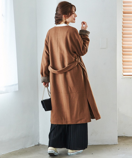GeeRA（ジーラ）の「フェイクスライバーノーカラーコート（ノーカラーコート・レディース・ブラック/ブラウン・MEDIUM/LARGE/X-LARGE）」の14枚目の写真