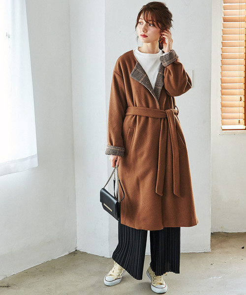 GeeRA（ジーラ）の「フェイクスライバーノーカラーコート（ノーカラーコート・レディース・ブラック/ブラウン・MEDIUM/LARGE/X-LARGE）」の15枚目の写真