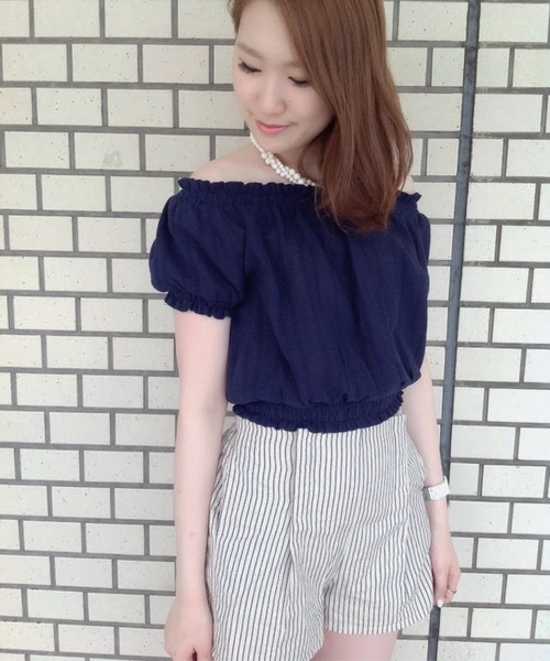 Chico（チコ）の「ストライプショートPT（その他パンツ・レディース・ホワイト/グレー/ネイビー・FREE）」の2枚目の写真