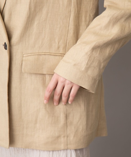 Munich(ミューニック)の「ヘリンボーンリネンテーラードジャケット(テーラードジャケット・レディース・テラコッタ/ブラック/ベージュ/ブラック×ホワイト・S/XS)」の13枚目の写真