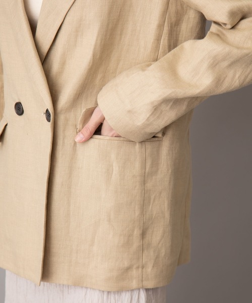 Munich(ミューニック)の「ヘリンボーンリネンテーラードジャケット(テーラードジャケット・レディース・テラコッタ/ブラック/ベージュ/ブラック×ホワイト・S/XS)」の14枚目の写真