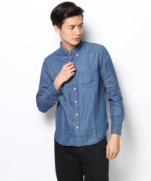 UNION STATION（ユニオンステーション）の「シャンブレーBDシャツ（シャツ/ブラウス・メンズ・ブルー/ダークブルー・LL/MEDIUM/SMALL/LARGE）」の2枚目の写真