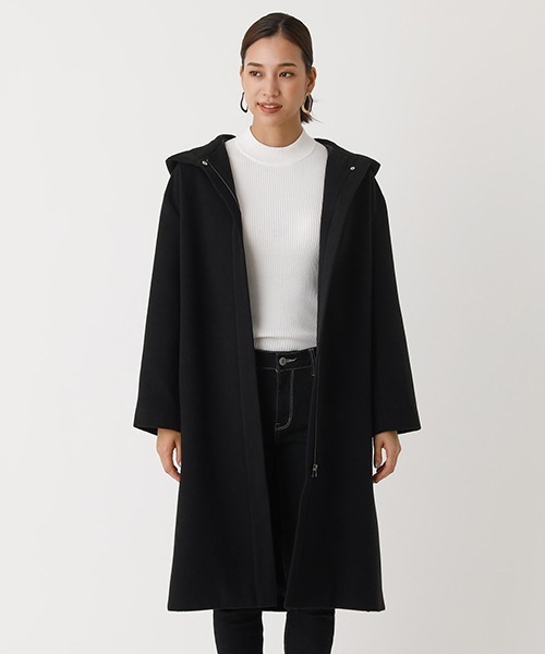 AZUL by moussy(アズールバイマウジー)の「SIDE SLIT HOODIE COAT/サイドスリットフーディコート(ステンカラーコート・レディース・ブラック/サックスブルー/ライトベージュ・SMALL/MEDIUM)」の22枚目の写真