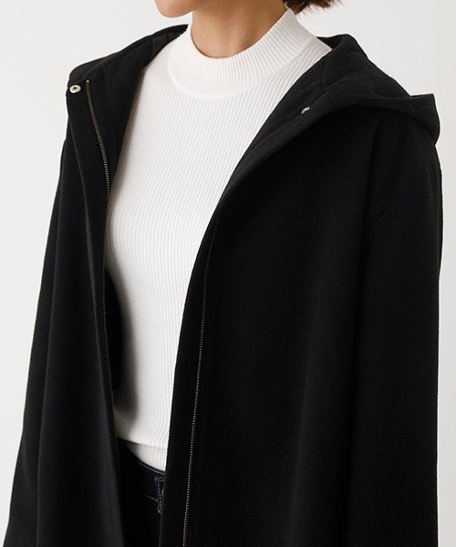 AZUL by moussy(アズールバイマウジー)の「SIDE SLIT HOODIE COAT/サイドスリットフーディコート(ステンカラーコート・レディース・ブラック/サックスブルー/ライトベージュ・SMALL/MEDIUM)」の13枚目の写真