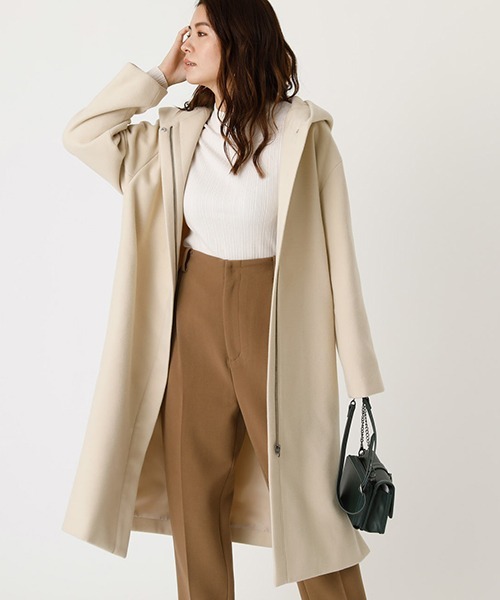 AZUL by moussy(アズールバイマウジー)の「SIDE SLIT HOODIE COAT/サイドスリットフーディコート(ステンカラーコート・レディース・ブラック/サックスブルー/ライトベージュ・SMALL/MEDIUM)」の11枚目の写真