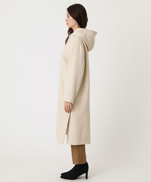 AZUL by moussy(アズールバイマウジー)の「SIDE SLIT HOODIE COAT/サイドスリットフーディコート(ステンカラーコート・レディース・ブラック/サックスブルー/ライトベージュ・SMALL/MEDIUM)」の8枚目の写真