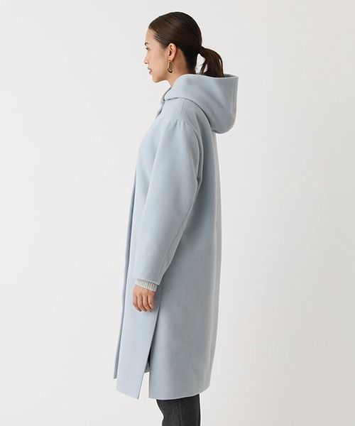 AZUL by moussy(アズールバイマウジー)の「SIDE SLIT HOODIE COAT/サイドスリットフーディコート(ステンカラーコート・レディース・ブラック/サックスブルー/ライトベージュ・SMALL/MEDIUM)」の9枚目の写真