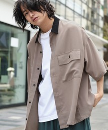 KANGOL | MONO-MART×KANGOL リラックスレギュラー クレリックカラーオーバーサイズCPOシャツ(1/2 sleeve)(シャツ/ブラウス)