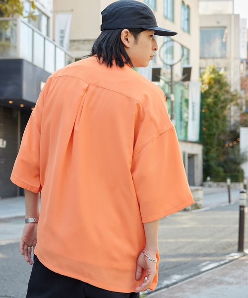 KANGOL（カンゴール）の「MONO-MART×KANGOL リラックスレギュラー クレリックカラー オーバーサイズ ドレープ 1/2 sleeve CPOシャツ（シャツ/ブラウス・メンズ・ベージュ系その他/ブラック/オレンジ系その他/ライトグレー/グリーン系その他/ベージュ/ネイビー/グレー系その他/ベージュ系その他2/ブラック系その他/ライトブルー/ベージュ系その他3/グレー系その他2/グレイッシュベージュ/ライラック・L/M）」の21枚目の写真