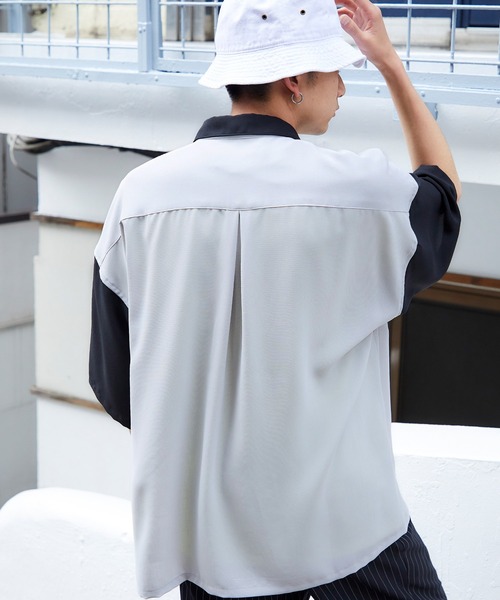 KANGOL（カンゴール）の「MONO-MART×KANGOL リラックスレギュラー クレリックカラー オーバーサイズ ドレープ 1/2 sleeve CPOシャツ（シャツ/ブラウス・メンズ・ベージュ系その他/ブラック/オレンジ系その他/ライトグレー/グリーン系その他/ベージュ/ネイビー/グレー系その他/ベージュ系その他2/ブラック系その他/ライトブルー/ベージュ系その他3/グレー系その他2/グレイッシュベージュ/ライラック・L/M）」の17枚目の写真