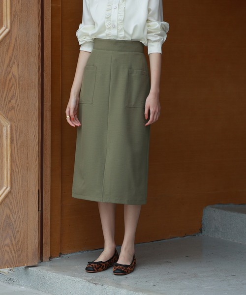 SAISON DE PAPILLON（セゾンドパピヨン）の「センタースリット入りセミタイトスカート（スカート・レディース・ブラック/イエロー/アイボリー/ネイビー/グレー/ミント/カーキ/ラベンダー/ブラウン・M/XL/S/L）」の22枚目の写真