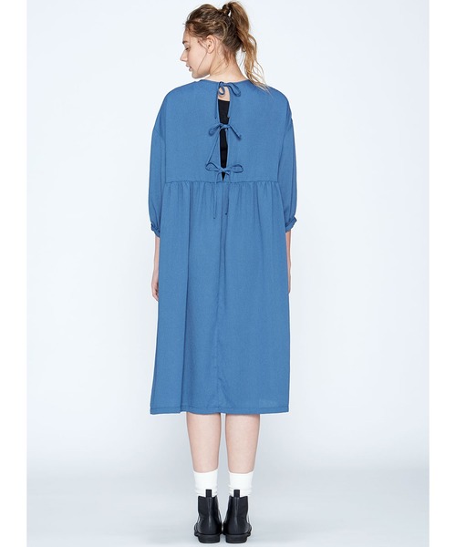 シロップ.(シロップ.)の「リボンをキュッと 後ろスリットワンピース(ワンピース・レディース・ダークブラウン/ブルー・SMALL/MEDIUM/LARGE/X-LARGE/XX-LARGE)」の21枚目の写真
