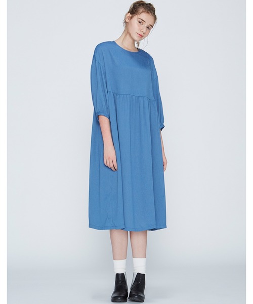 シロップ.(シロップ.)の「リボンをキュッと 後ろスリットワンピース(ワンピース・レディース・ダークブラウン/ブルー・SMALL/MEDIUM/LARGE/X-LARGE/XX-LARGE)」の19枚目の写真