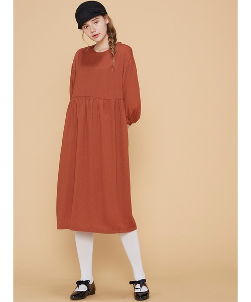 シロップ.(シロップ.)の「リボンをキュッと 後ろスリットワンピース(ワンピース・レディース・ダークブラウン/ブルー・SMALL/MEDIUM/LARGE/X-LARGE/XX-LARGE)」の9枚目の写真