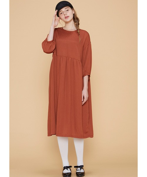 シロップ.(シロップ.)の「リボンをキュッと 後ろスリットワンピース(ワンピース・レディース・ダークブラウン/ブルー・SMALL/MEDIUM/LARGE/X-LARGE/XX-LARGE)」の6枚目の写真