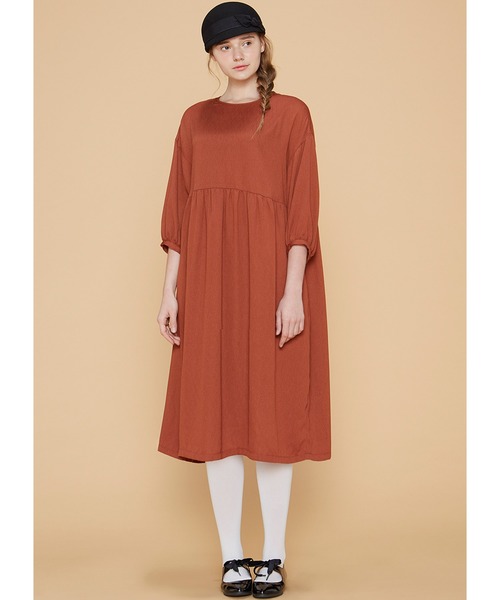 シロップ.(シロップ.)の「リボンをキュッと 後ろスリットワンピース(ワンピース・レディース・ダークブラウン/ブルー・SMALL/MEDIUM/LARGE/X-LARGE/XX-LARGE)」の3枚目の写真