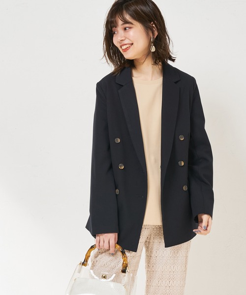 natural couture（ナチュラルクチュール）の「テーラードおしゃれジャケット（テーラードジャケット・レディース・ベージュ/ネイビー/ミント・FREE）」の3枚目の写真