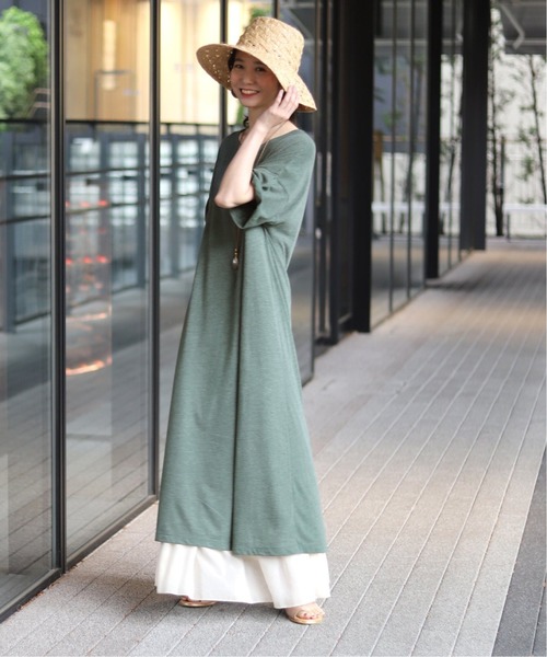 SLOBE IENA(スローブイエナ)の「【Champion/チャンピオン】SLOBE別注カットソーロングワンピース【洗濯機使用可(ネット使用)】◆(ワンピース)」|グリーン