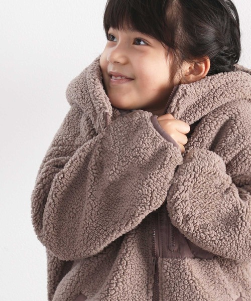 classicalelf(クラシカルエルフ)の「キッズ お揃いコーデにも。フーディージップアップジャケット(ブルゾン・キッズ・モカ/アイボリー/ブラック/ベージュ・140/150/130/160)」の5枚目の写真