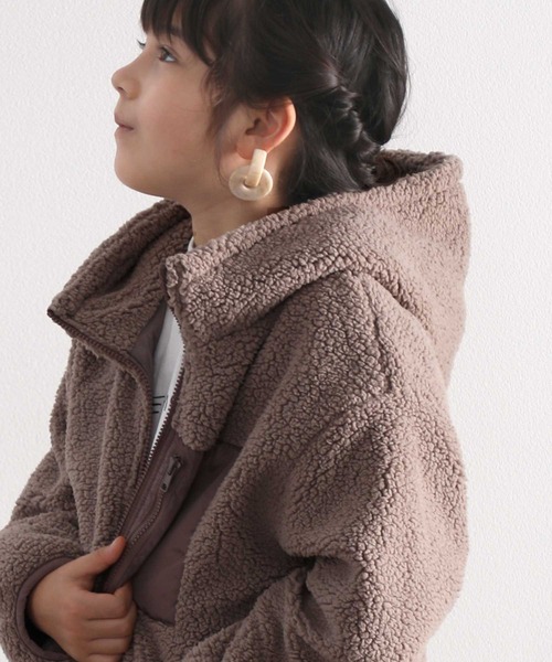 classicalelf(クラシカルエルフ)の「キッズ お揃いコーデにも。フーディージップアップジャケット(ブルゾン・キッズ・モカ/アイボリー/ブラック/ベージュ・140/150/130/160)」の8枚目の写真