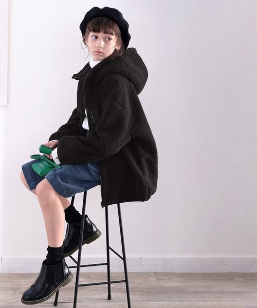 classicalelf(クラシカルエルフ)の「キッズ お揃いコーデにも。フーディージップアップジャケット(ブルゾン・キッズ・モカ/アイボリー/ブラック/ベージュ・140/150/130/160)」の19枚目の写真