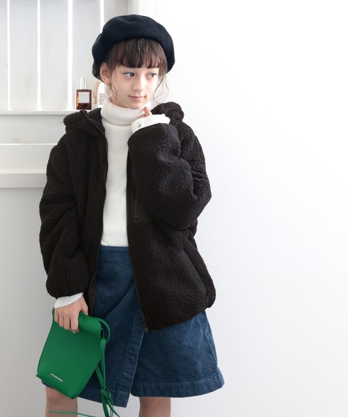 classicalelf(クラシカルエルフ)の「キッズ お揃いコーデにも。フーディージップアップジャケット(ブルゾン・キッズ・モカ/アイボリー/ブラック/ベージュ・140/150/130/160)」の18枚目の写真