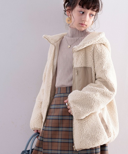 classicalelf(クラシカルエルフ)の「キッズ お揃いコーデにも。フーディージップアップジャケット(ブルゾン・キッズ・モカ/アイボリー/ブラック/ベージュ・140/150/130/160)」の12枚目の写真