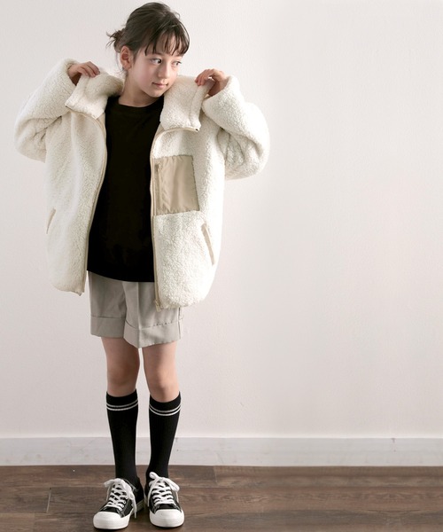 classicalelf(クラシカルエルフ)の「キッズ お揃いコーデにも。フーディージップアップジャケット(ブルゾン・キッズ・モカ/アイボリー/ブラック/ベージュ・140/150/130/160)」の15枚目の写真