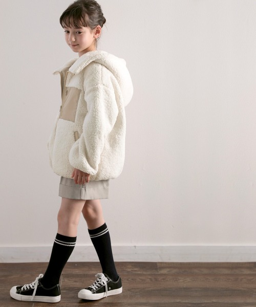 classicalelf(クラシカルエルフ)の「キッズ お揃いコーデにも。フーディージップアップジャケット(ブルゾン・キッズ・モカ/アイボリー/ブラック/ベージュ・140/150/130/160)」の17枚目の写真