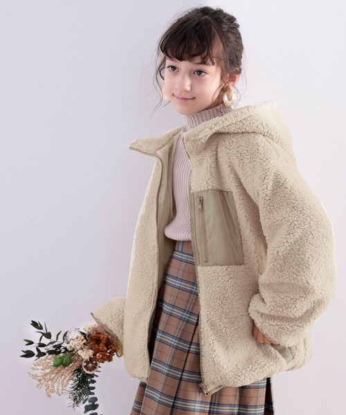 classicalelf(クラシカルエルフ)の「キッズ お揃いコーデにも。フーディージップアップジャケット(ブルゾン・キッズ・モカ/アイボリー/ブラック/ベージュ・140/150/130/160)」の21枚目の写真