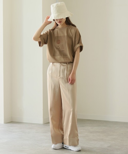 CLEIO（クレイオ）の「【CLEIO】ニュアンスプリントTシャツ（Tシャツ/カットソー・レディース・アイボリー/カーキ・FREE）」の3枚目の写真