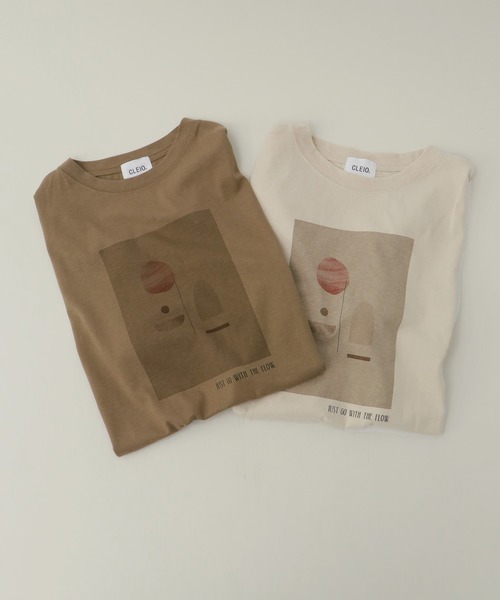 CLEIO（クレイオ）の「【CLEIO】ニュアンスプリントTシャツ（Tシャツ/カットソー・レディース・アイボリー/カーキ・FREE）」の5枚目の写真
