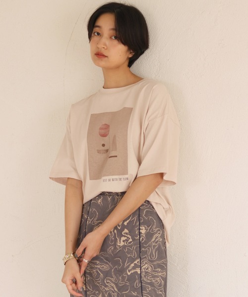 CLEIO（クレイオ）の「【CLEIO】ニュアンスプリントTシャツ（Tシャツ/カットソー・レディース・アイボリー/カーキ・FREE）」の14枚目の写真