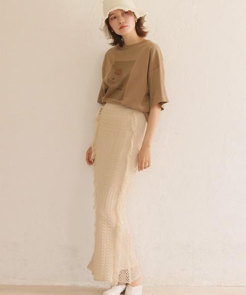 CLEIO（クレイオ）の「【CLEIO】ニュアンスプリントTシャツ（Tシャツ/カットソー・レディース・アイボリー/カーキ・FREE）」の17枚目の写真