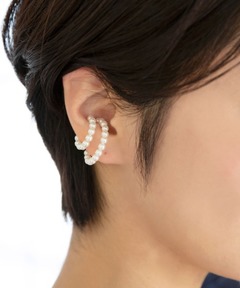 グラデーションパールスモールフープピアス K10（両耳）（ピアス（両耳